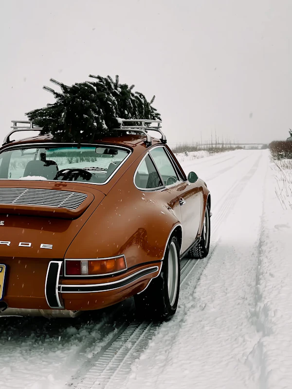 Vintage Car in Snow