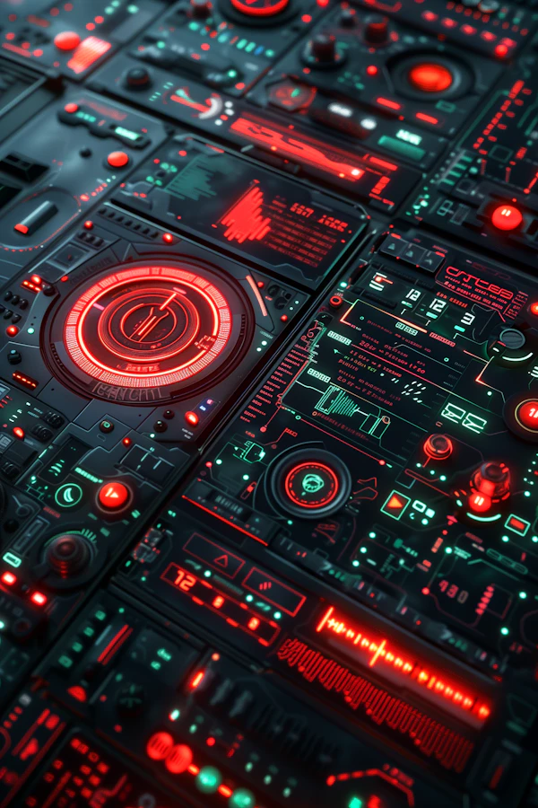 Futuristic Control Panel Close-Up