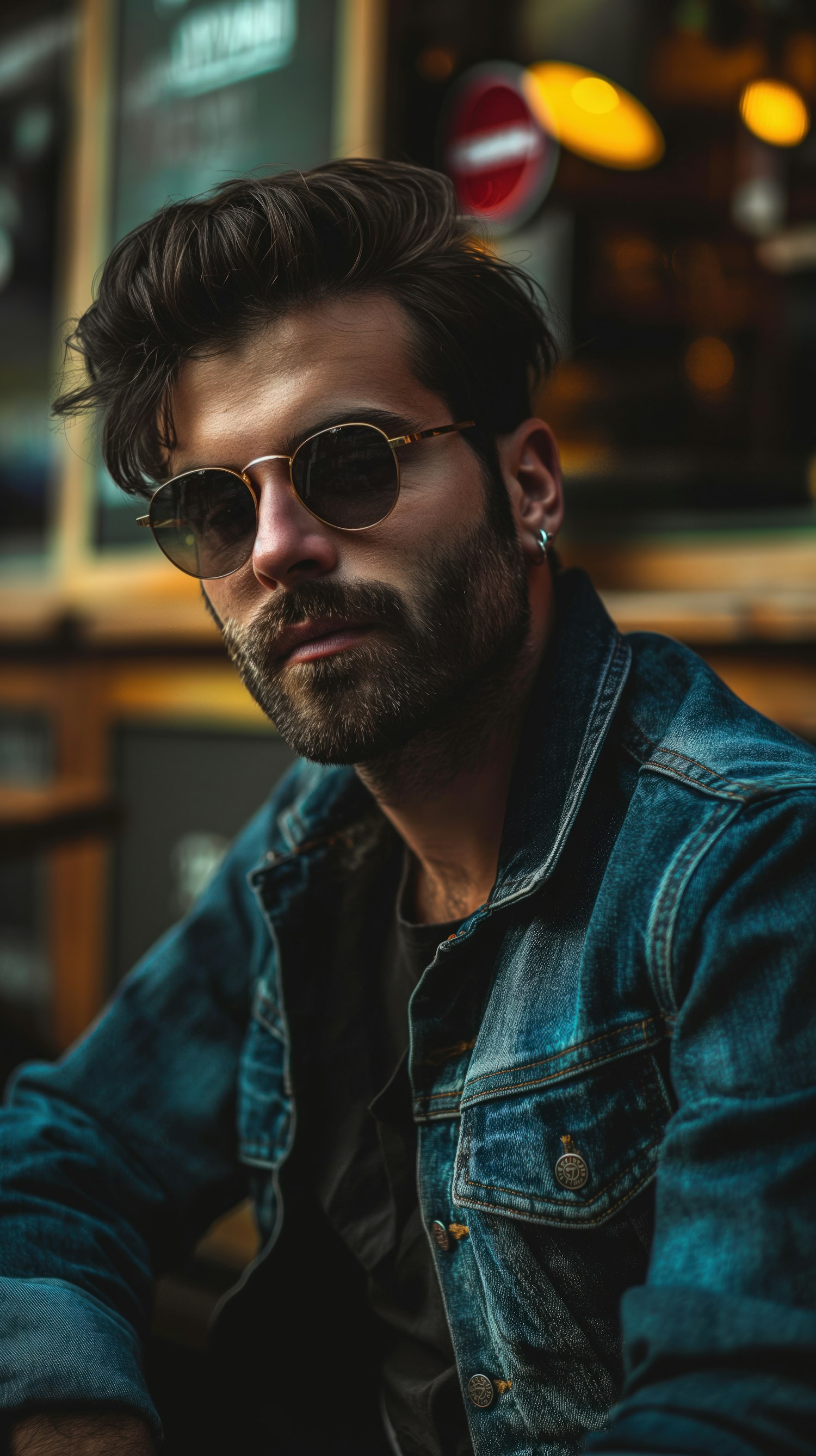 Stylish Bearded Man in Denim