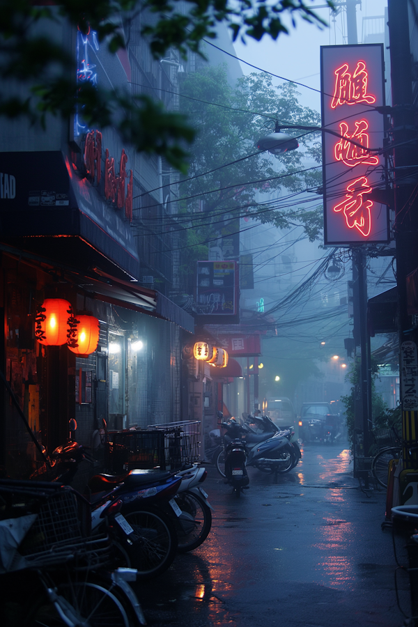 Rainy East Asian Street