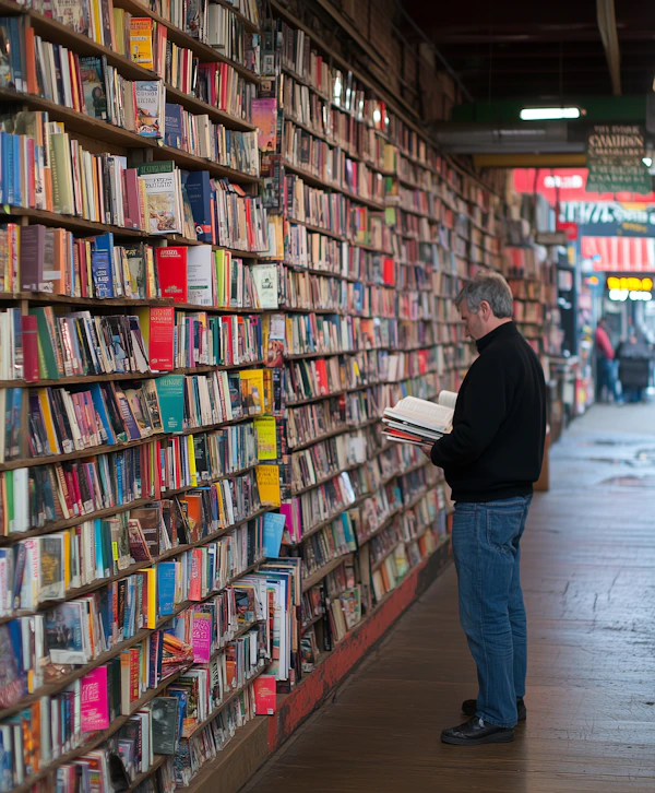 Man Reading in Bookstore