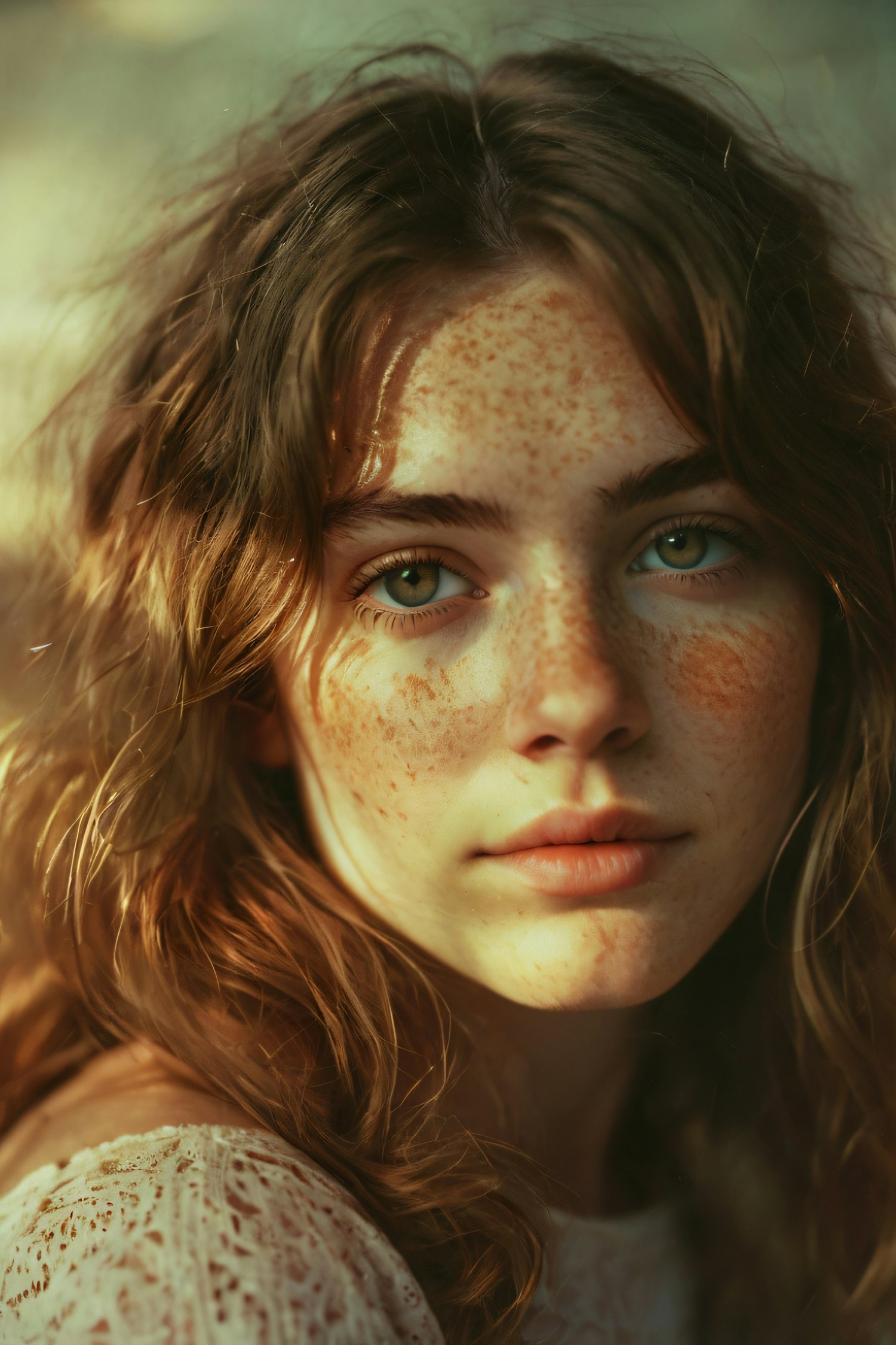 Portrait of a Freckled Woman