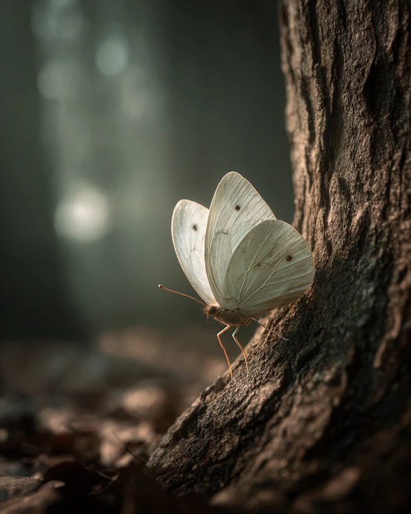 Butterfly on Tree Bark