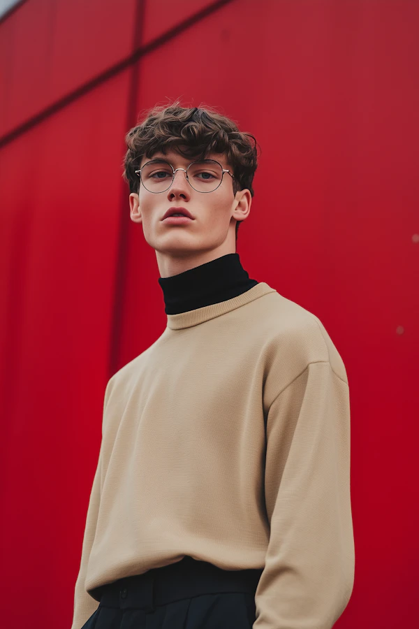 Stylish Young Man with Red Background