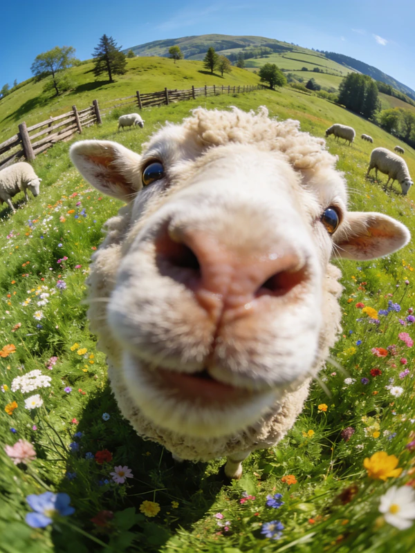 Sheep in Wildflower Meadow
