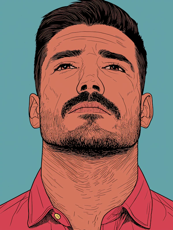 Contemplative Man Illustration