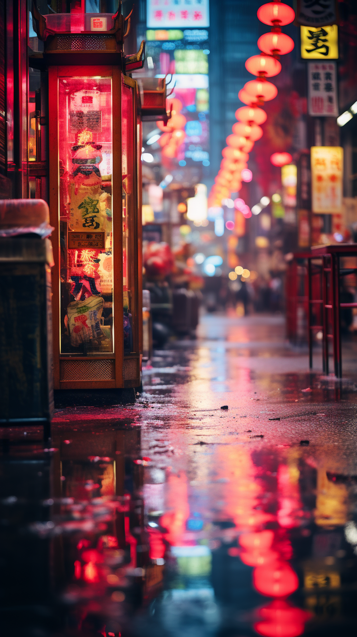 Rainy Evening with Red Lanterns