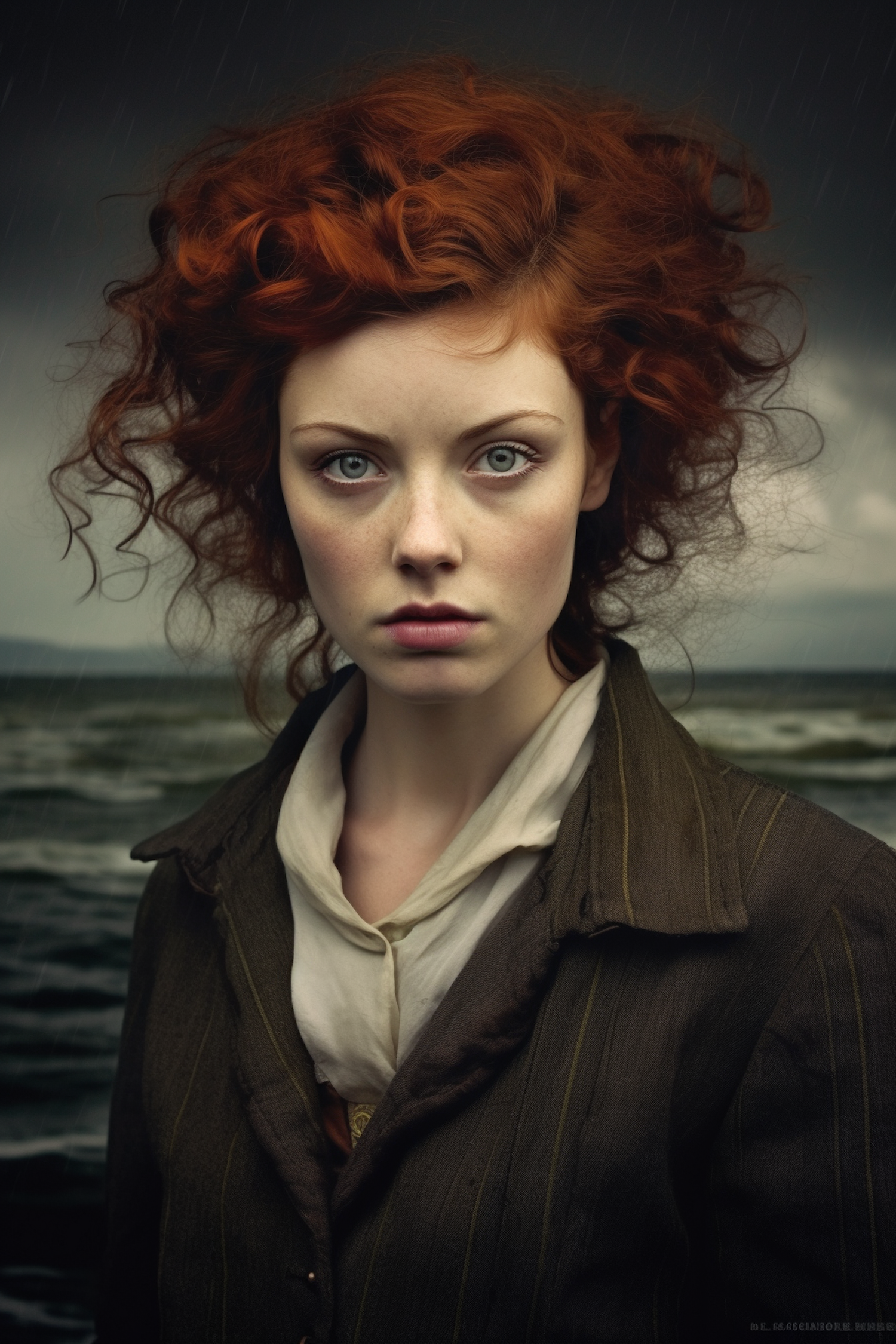 Red-haired Woman by the Stormy Sea