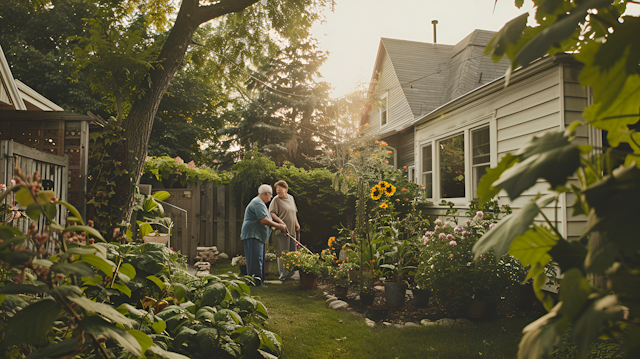 Elderly Companions in a Garden