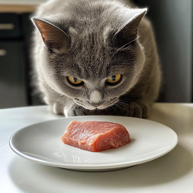 Cat Staring at Meat