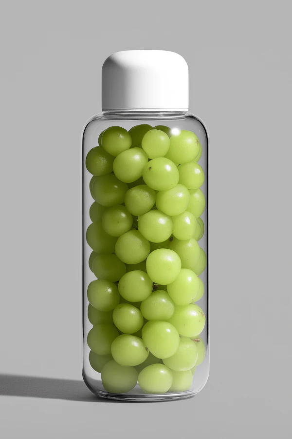 Grapes in Clear Bottle
