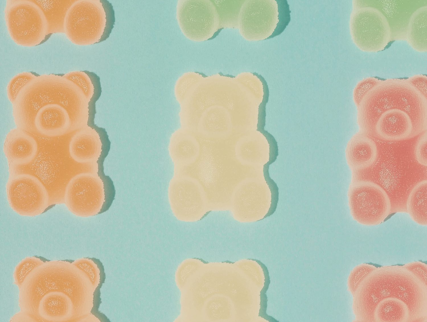 Gummy Bears on Blue Background