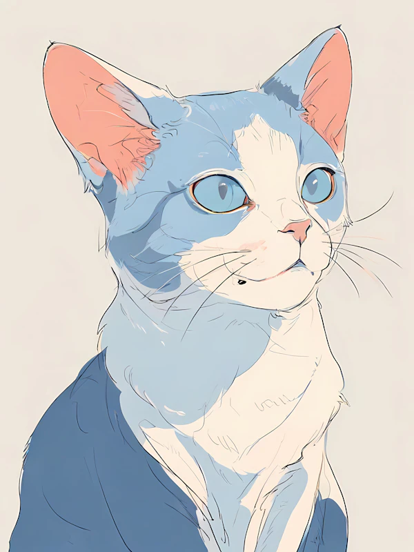 Pastel Cat Illustration