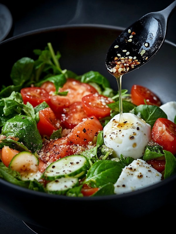 Vibrant Fresh Salad with Poached Egg