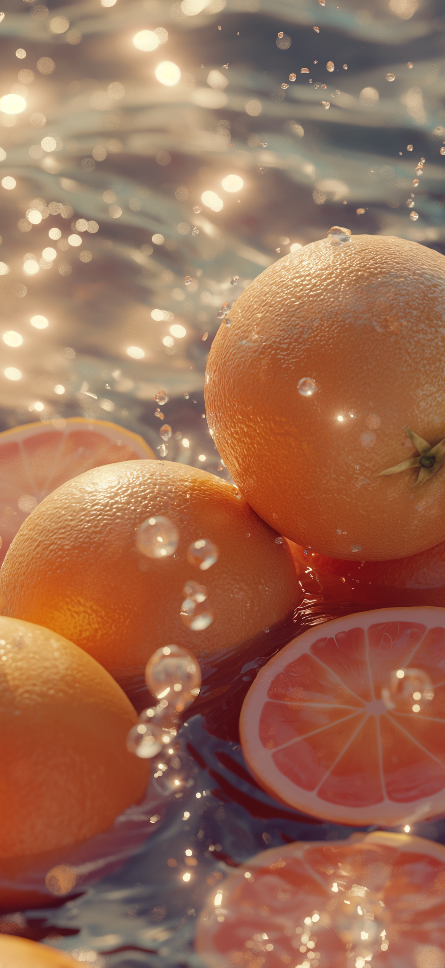 Submerged Oranges with Bubbles