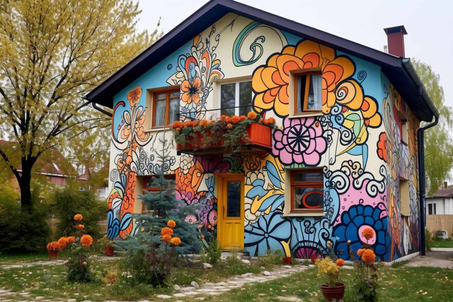 Vibrant Florals Mural House