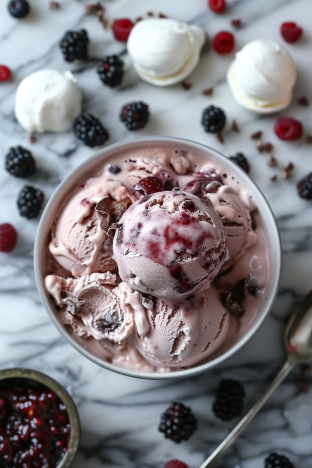 Elegant Ice Cream Dessert Presentation