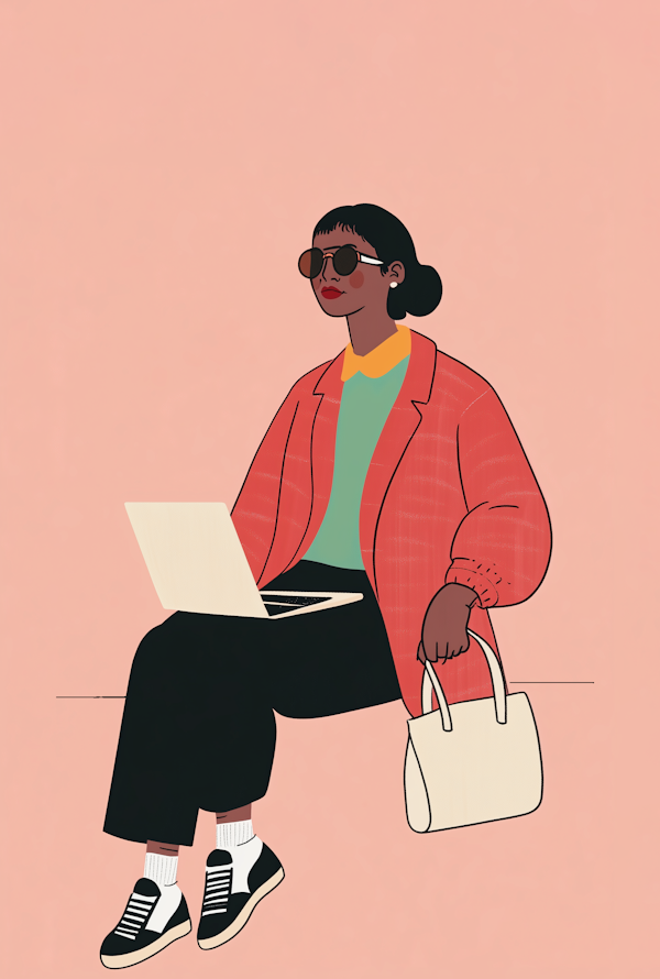 Stylish Woman with Laptop