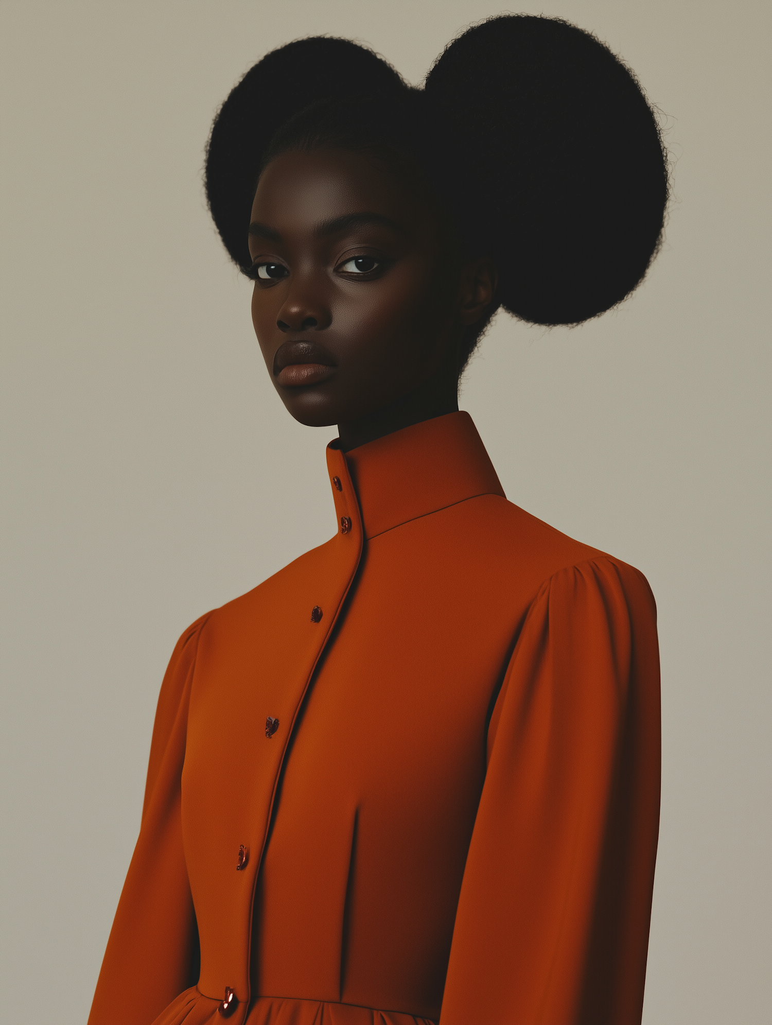 Portrait of a Woman with Afro Puffs