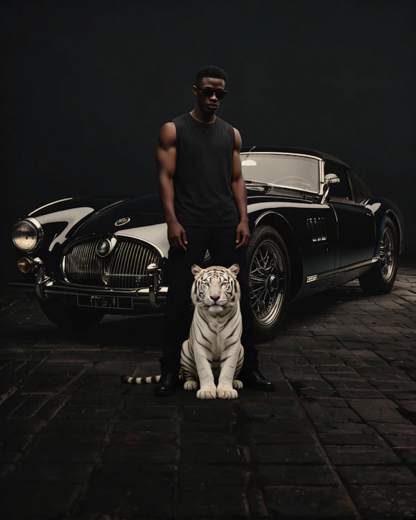 Man and Tiger with Car