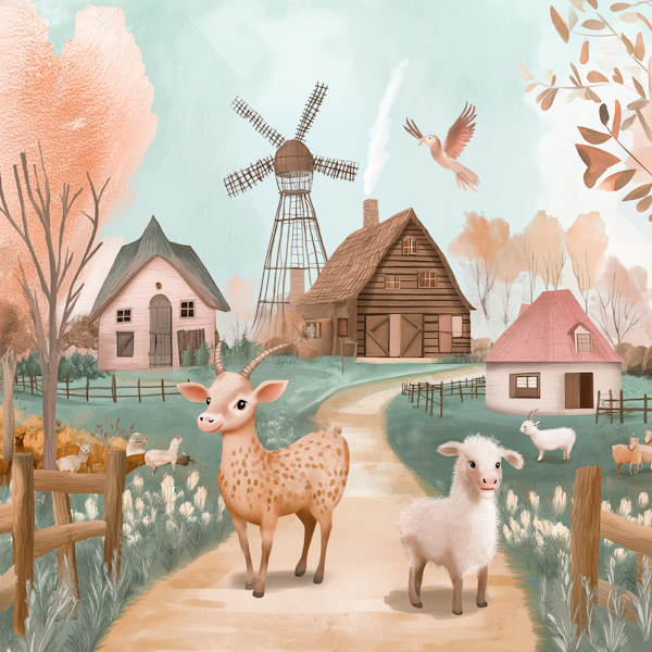 Idyllic Rural Pastel Scene