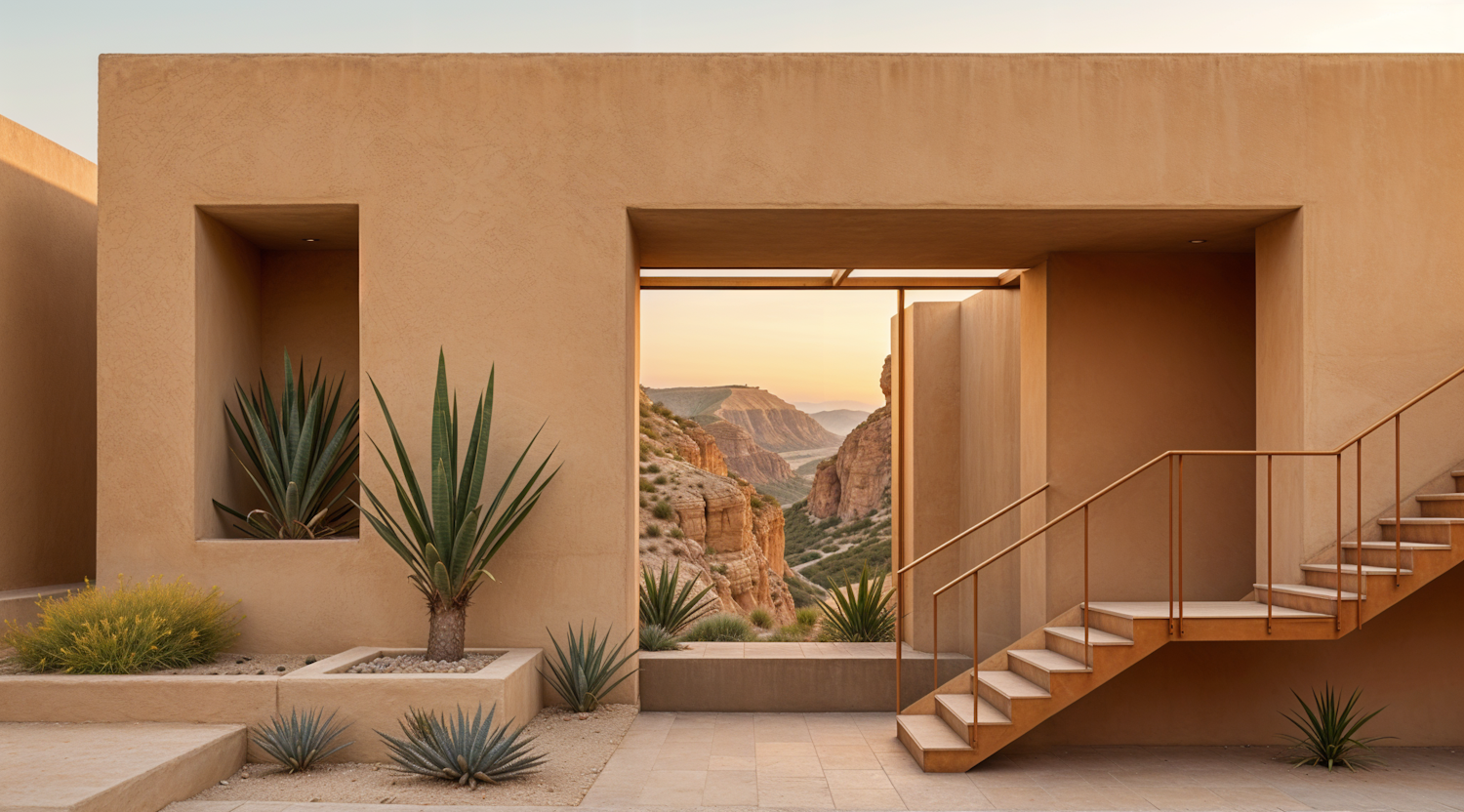 Modern Architectural Structure with Canyon View