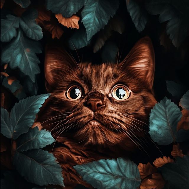 Curious Cat in Foliage