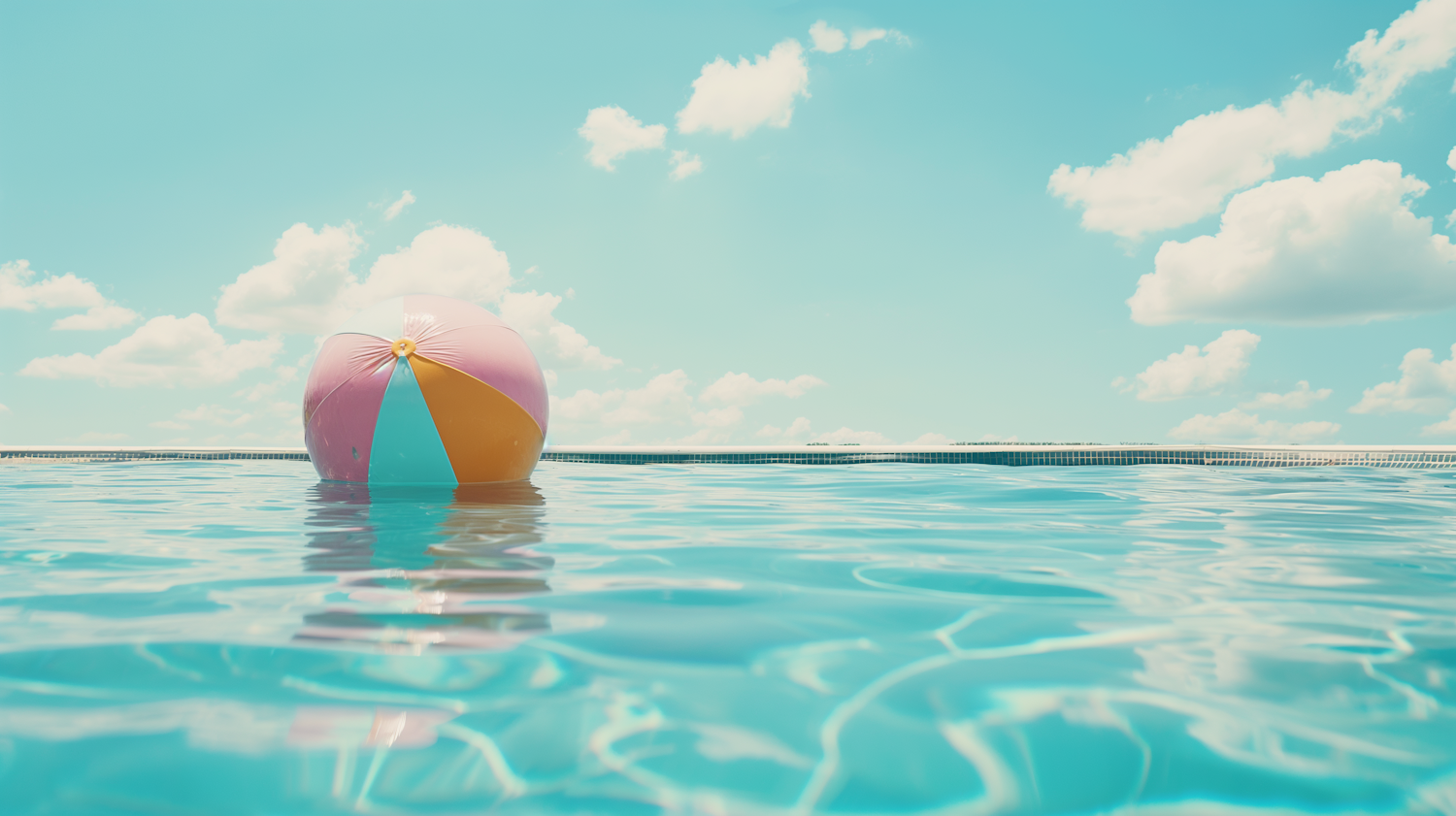 Serene Beach Ball on Swimming Pool