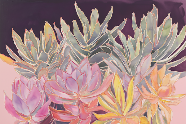 Stylized Succulents Painting