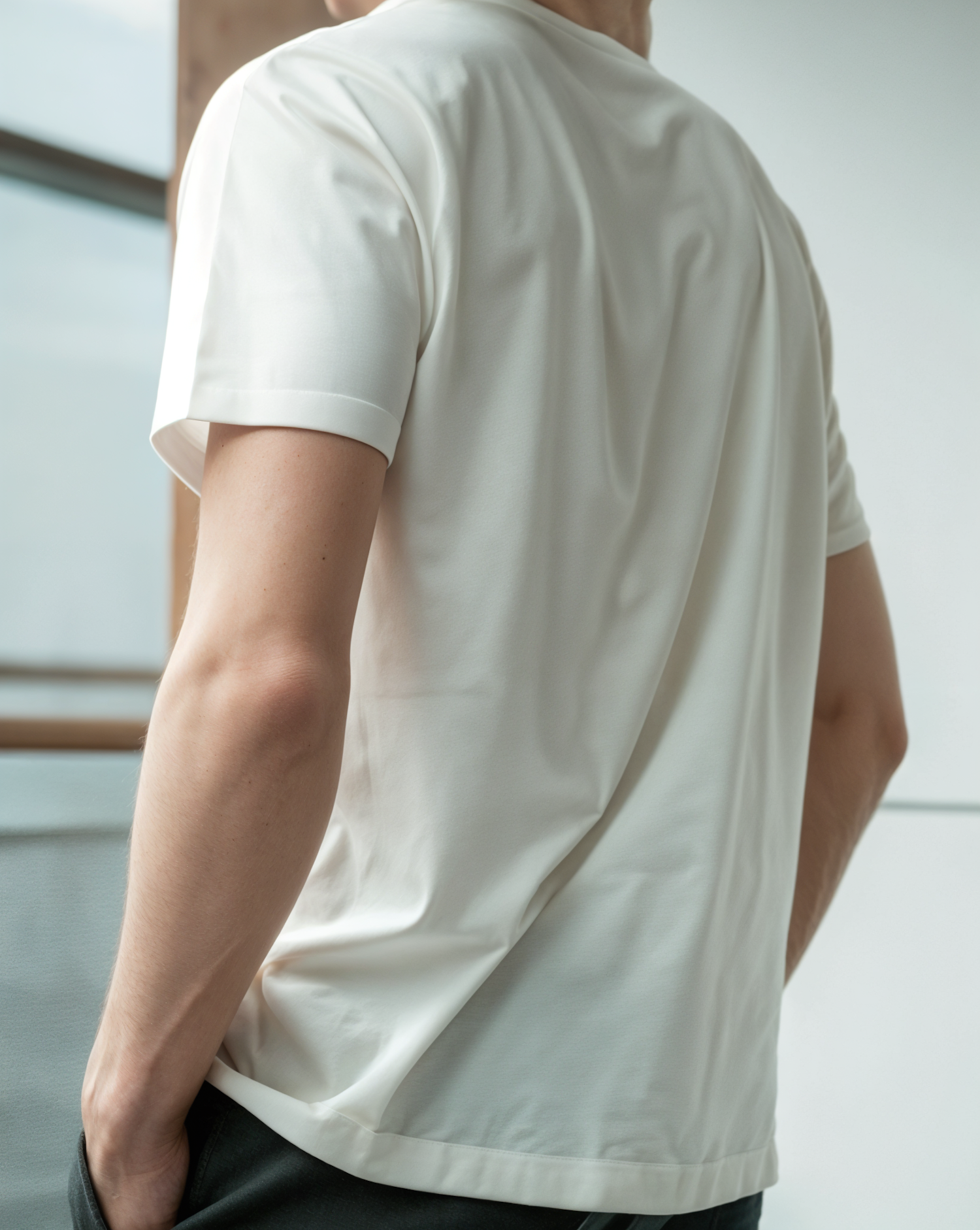 Back View of Person in White T-Shirt