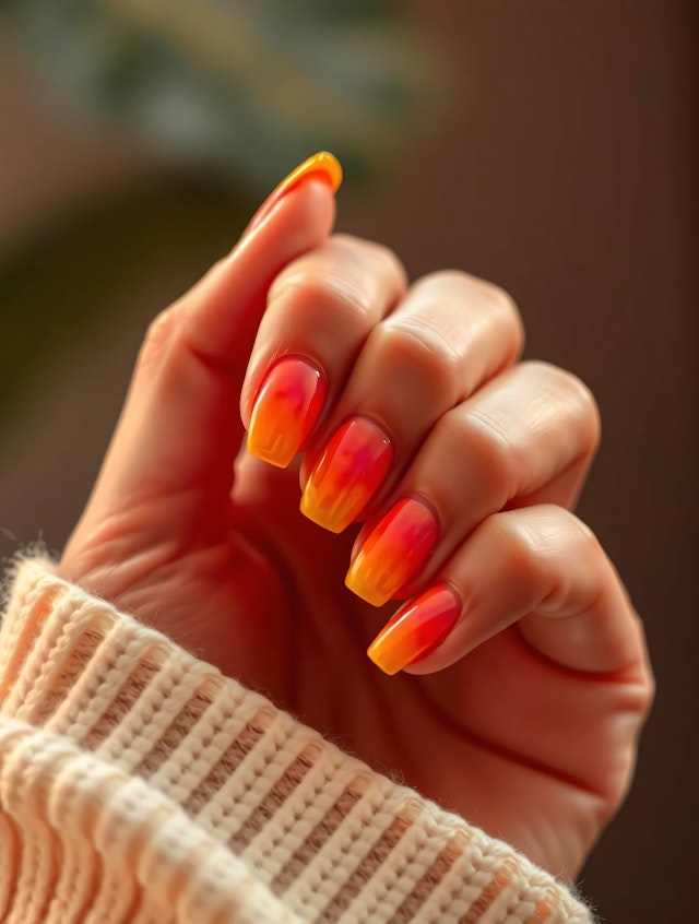 Vibrant Gradient Nail Art