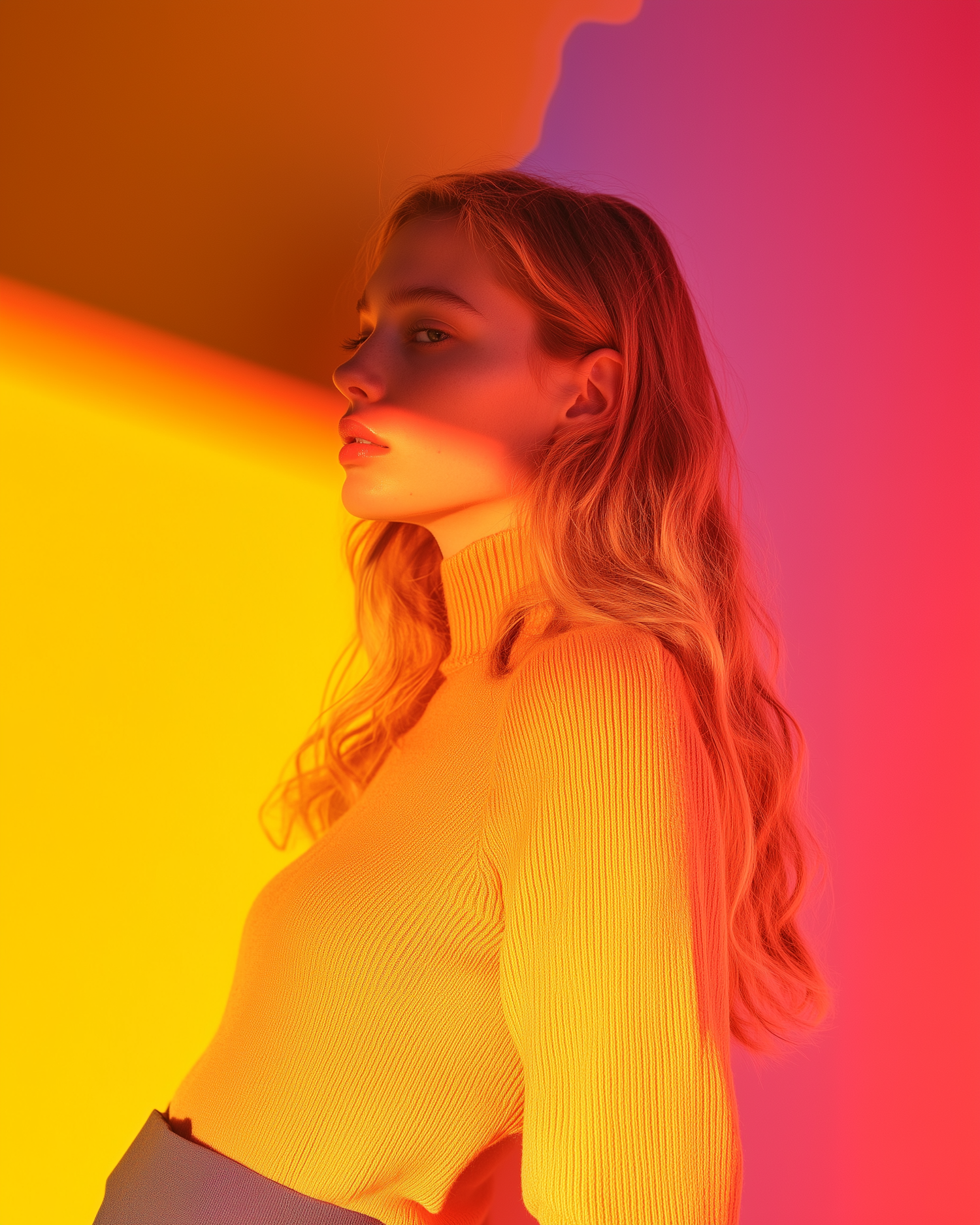 Serene Woman in Vibrant Yellow Sweater