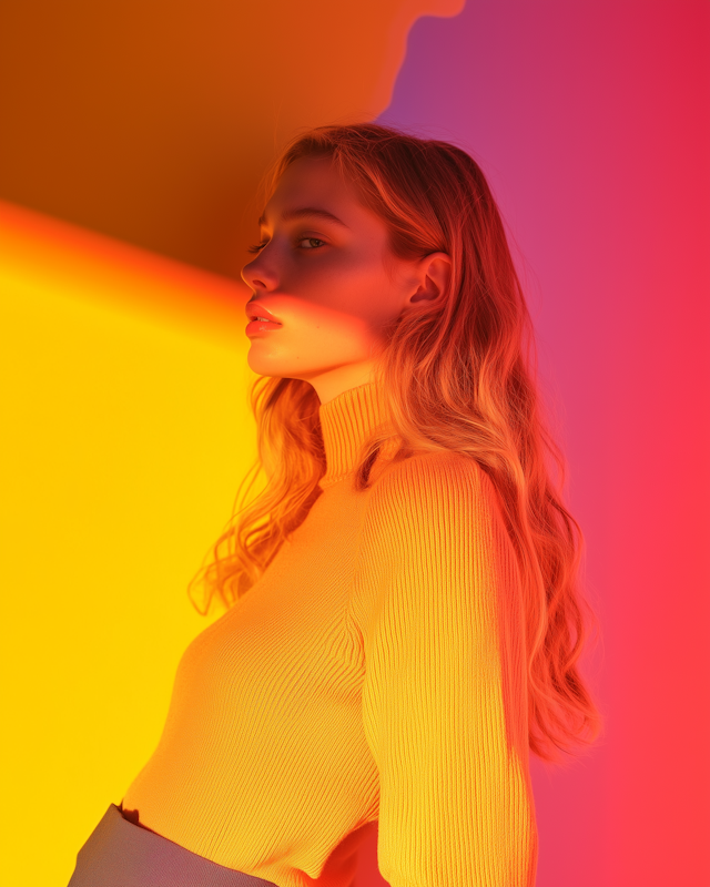 Serene Woman in Vibrant Yellow Sweater