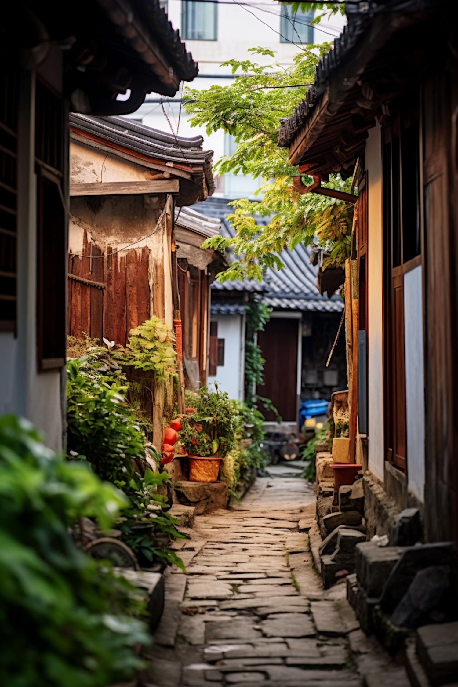 Tranquil East Asian Historical Alleyway