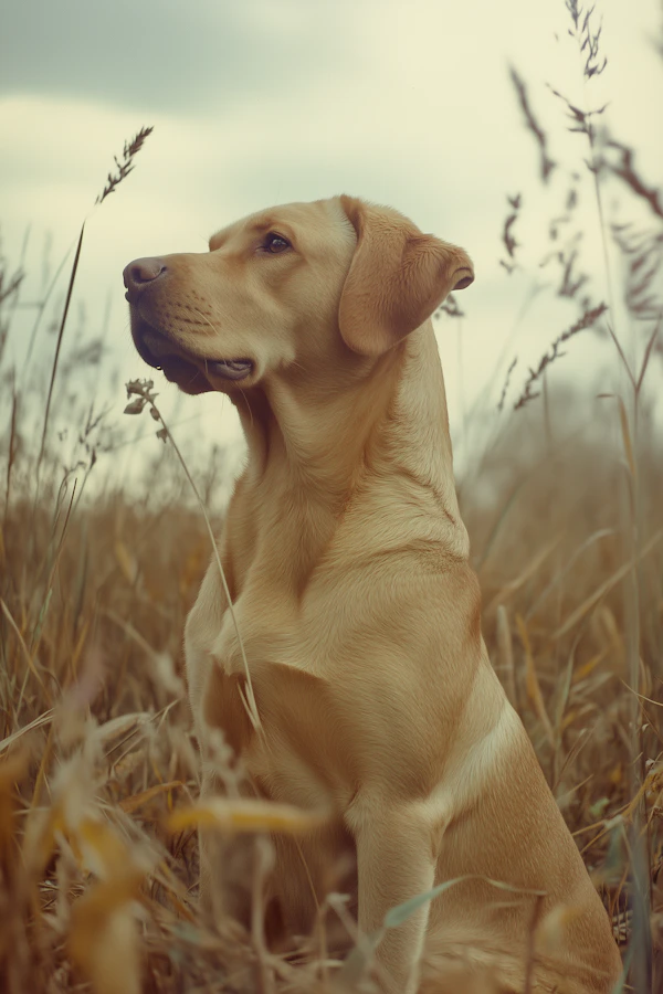Golden Labrador in Tall Grass