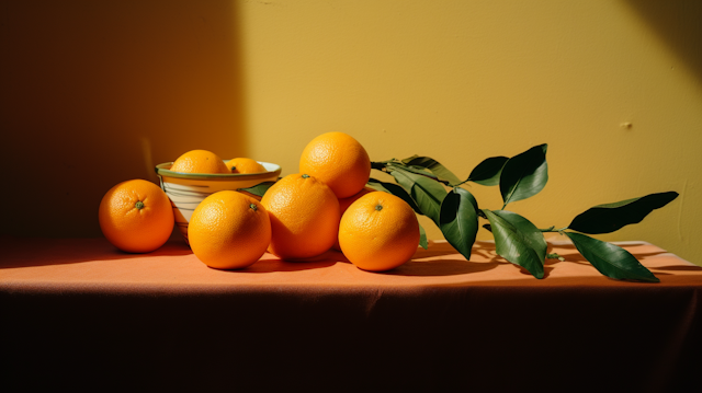 Vivid Oranges on a Reddish-Orange Cloth