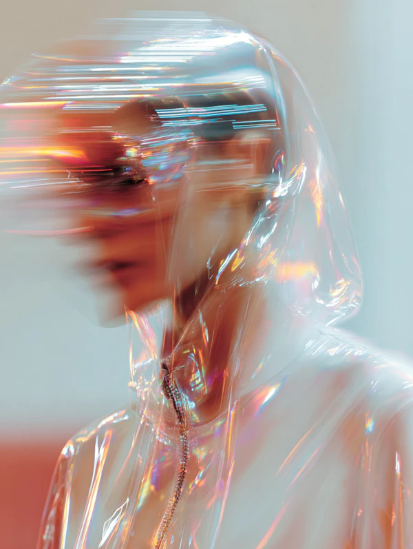 Iridescent Hooded Garment