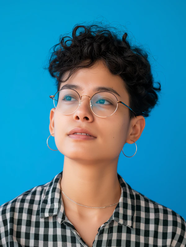 Serene, Thoughtful Individual with Stylish Aesthetic