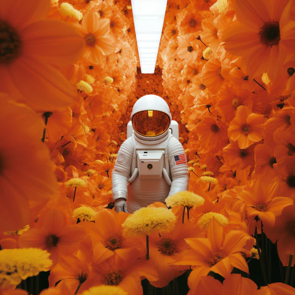 Astronaut in Flower Field