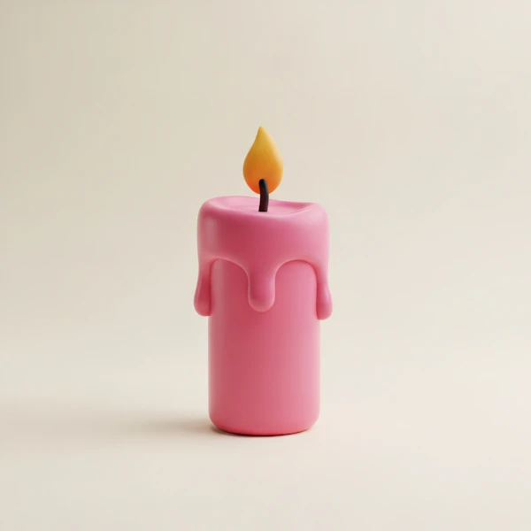 Pink Candle with Flame