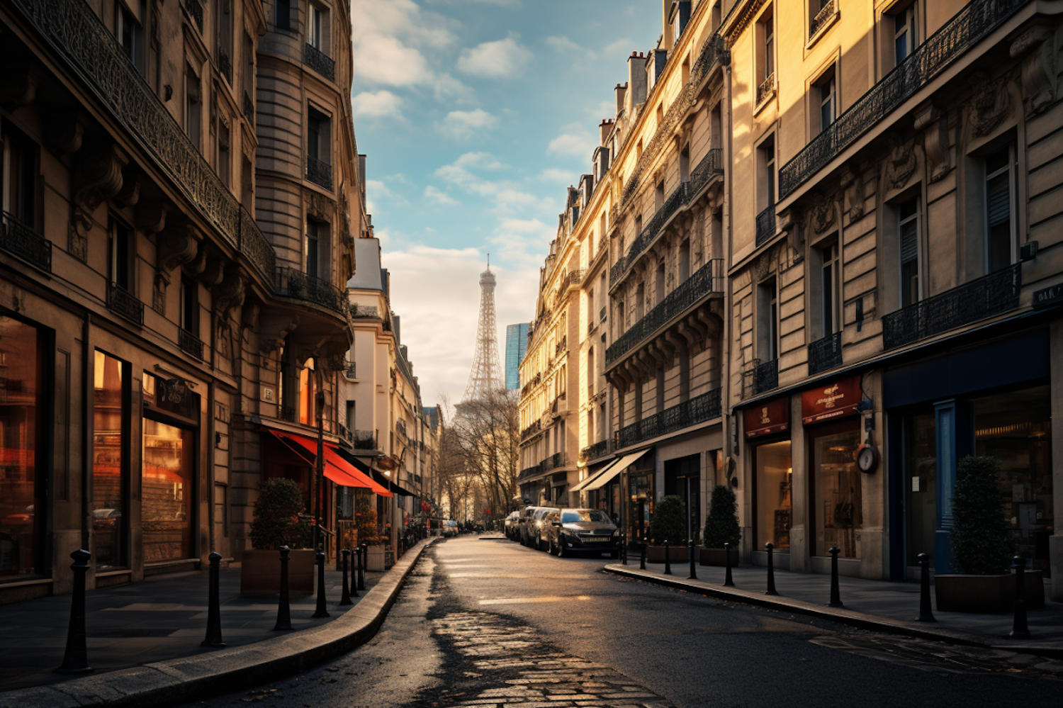 Parisian Dawn with Eiffel Silhouette