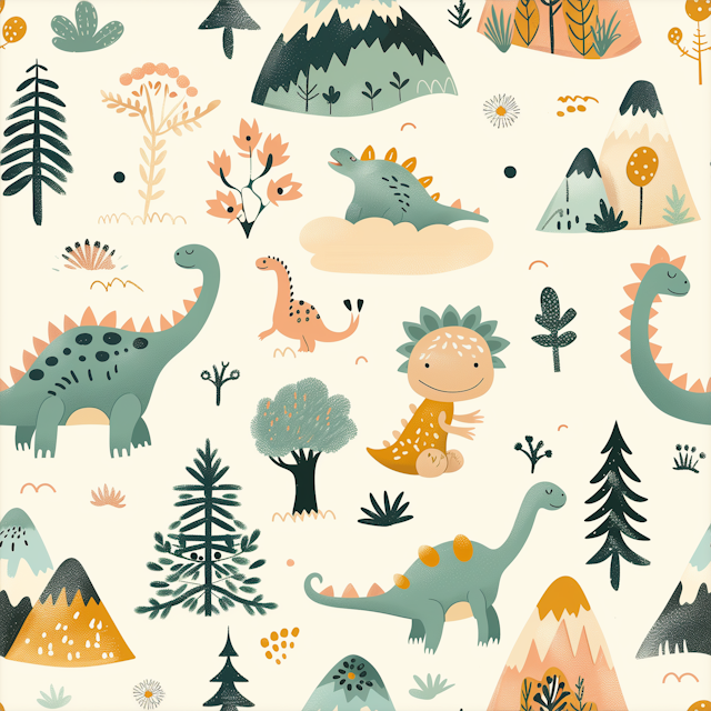 Whimsical Dinosaur Illustration