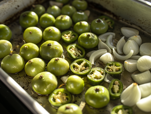 Fresh Vegetables on Baking Sheet