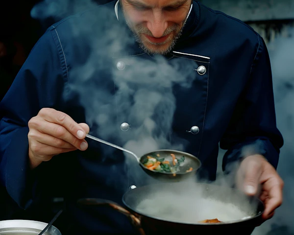 Chef Cooking with Steam
