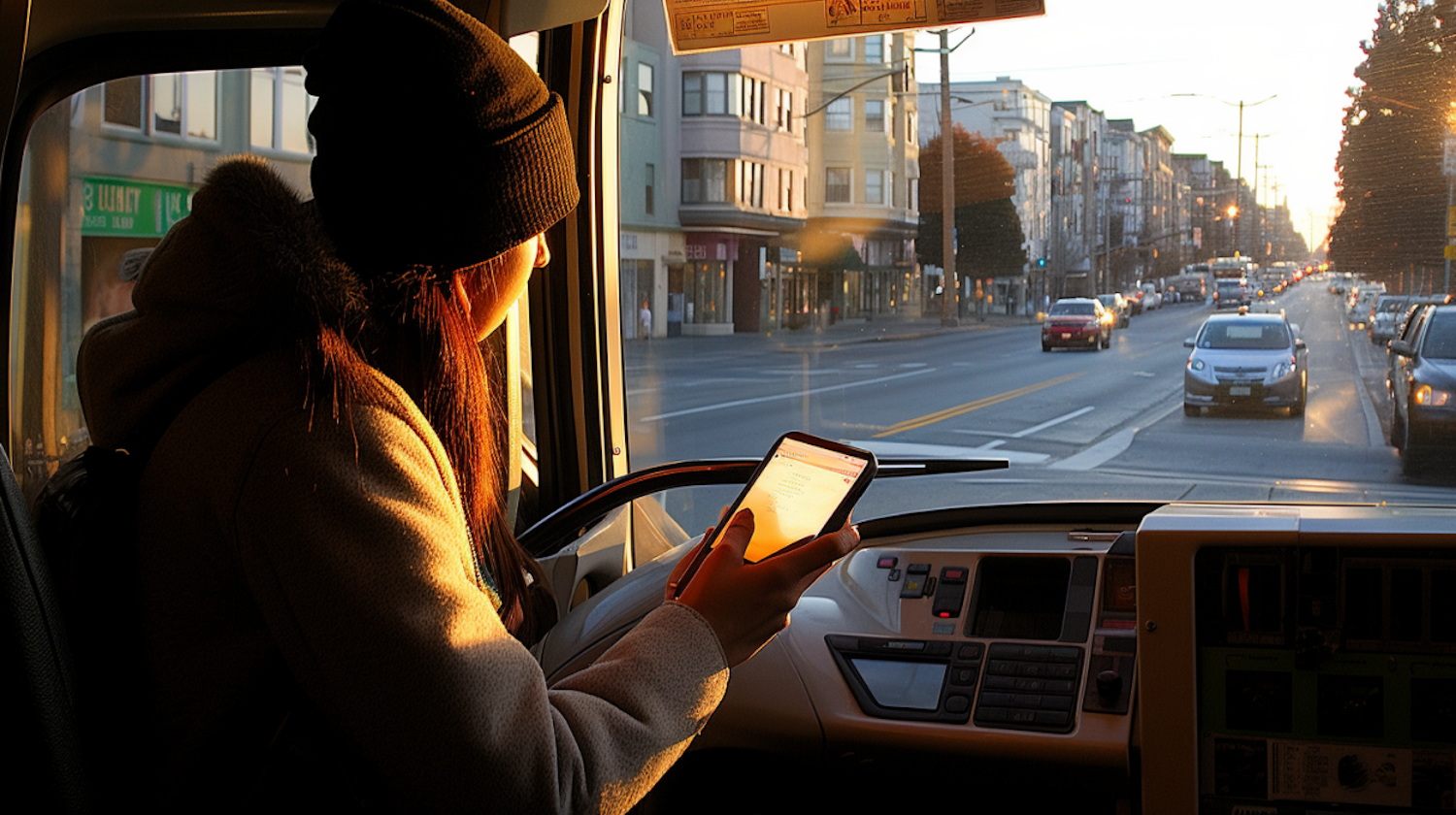 Sunset Commute: A Wintery Journey's Warm Solace