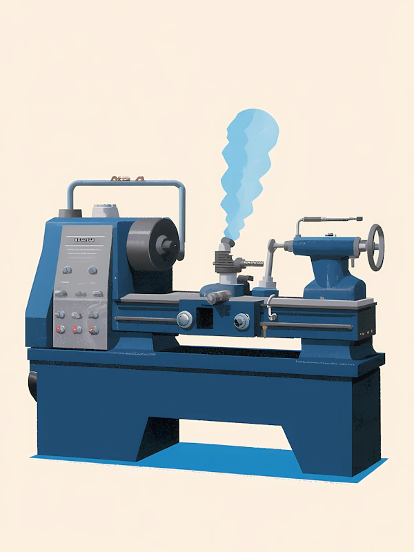 Blue Industrial Lathe
