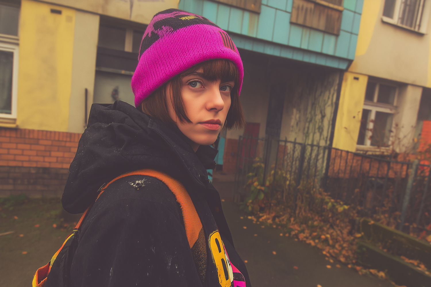 Urban Portrait with Pink Beanie