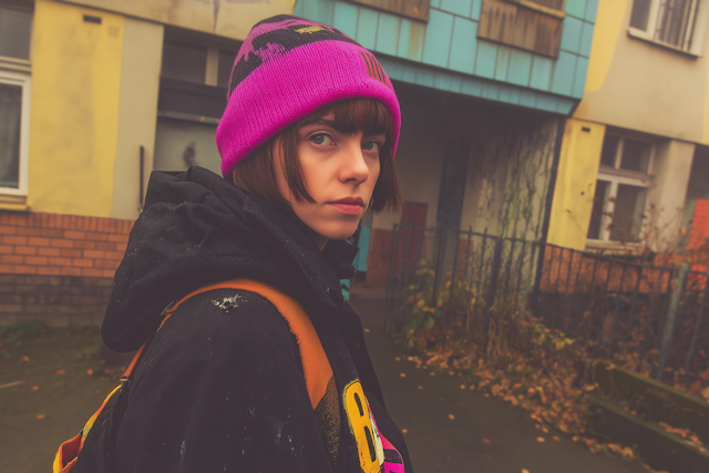 Urban Portrait with Pink Beanie