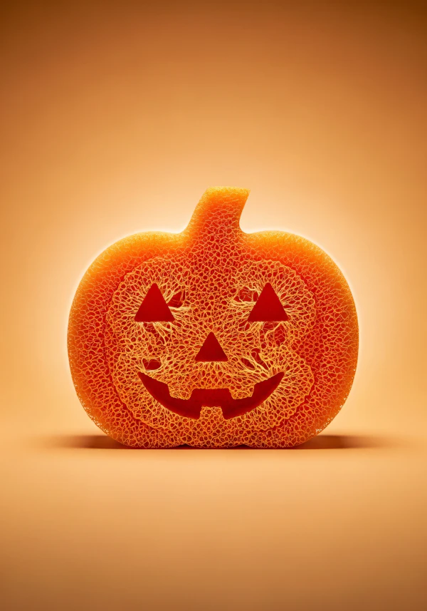 Loofah Jack-o'-Lantern