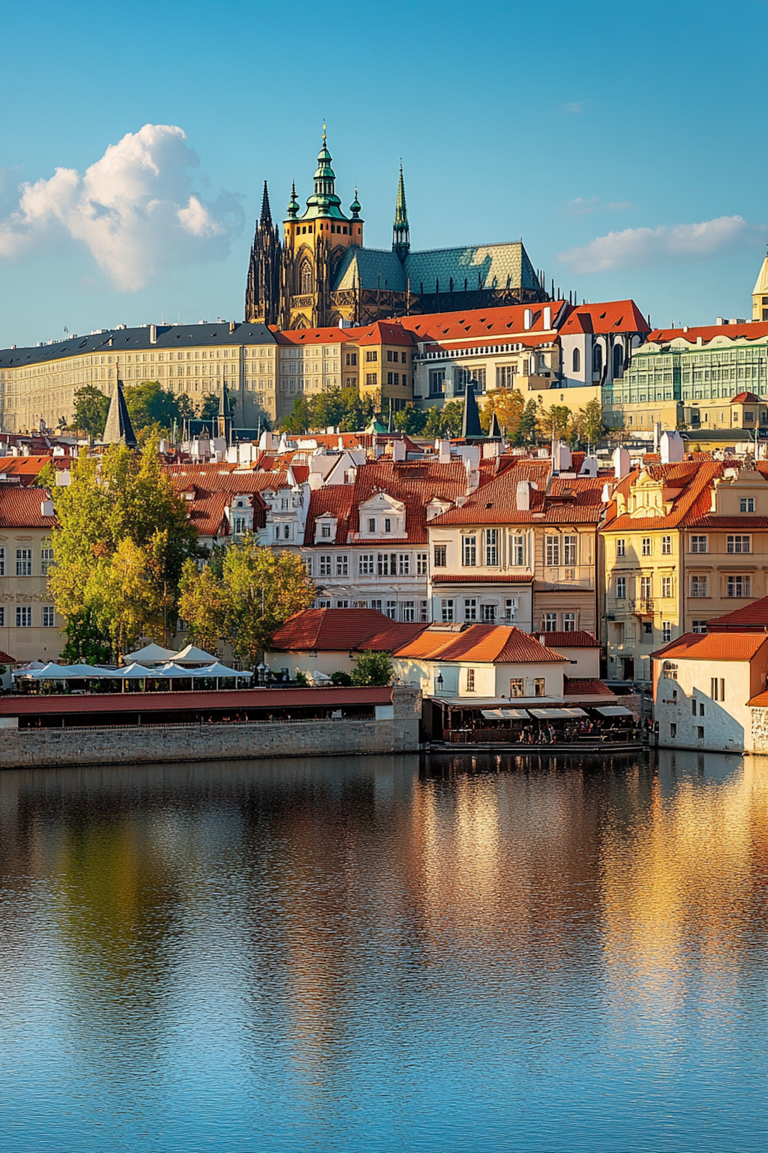 Historic European Cityscape with Cathedral